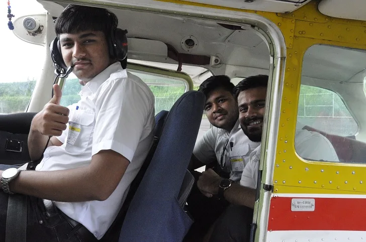 Cadet pilot flying check route cross-country