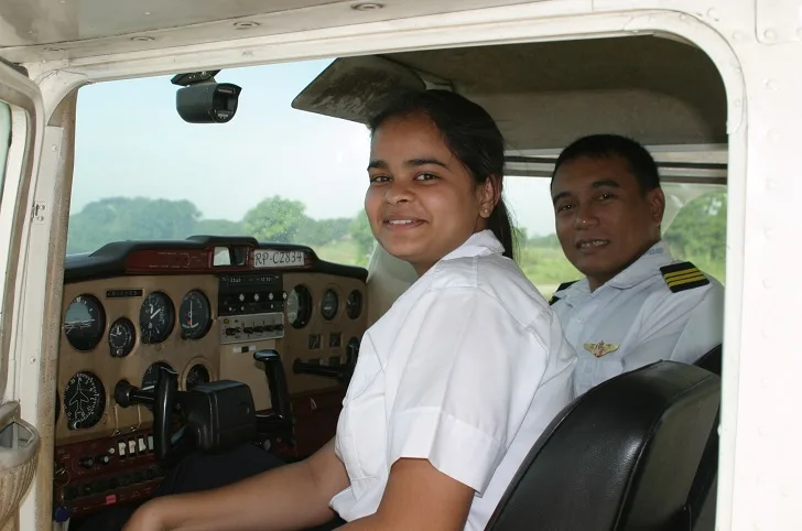 Cadet pilot flying check route cross-country