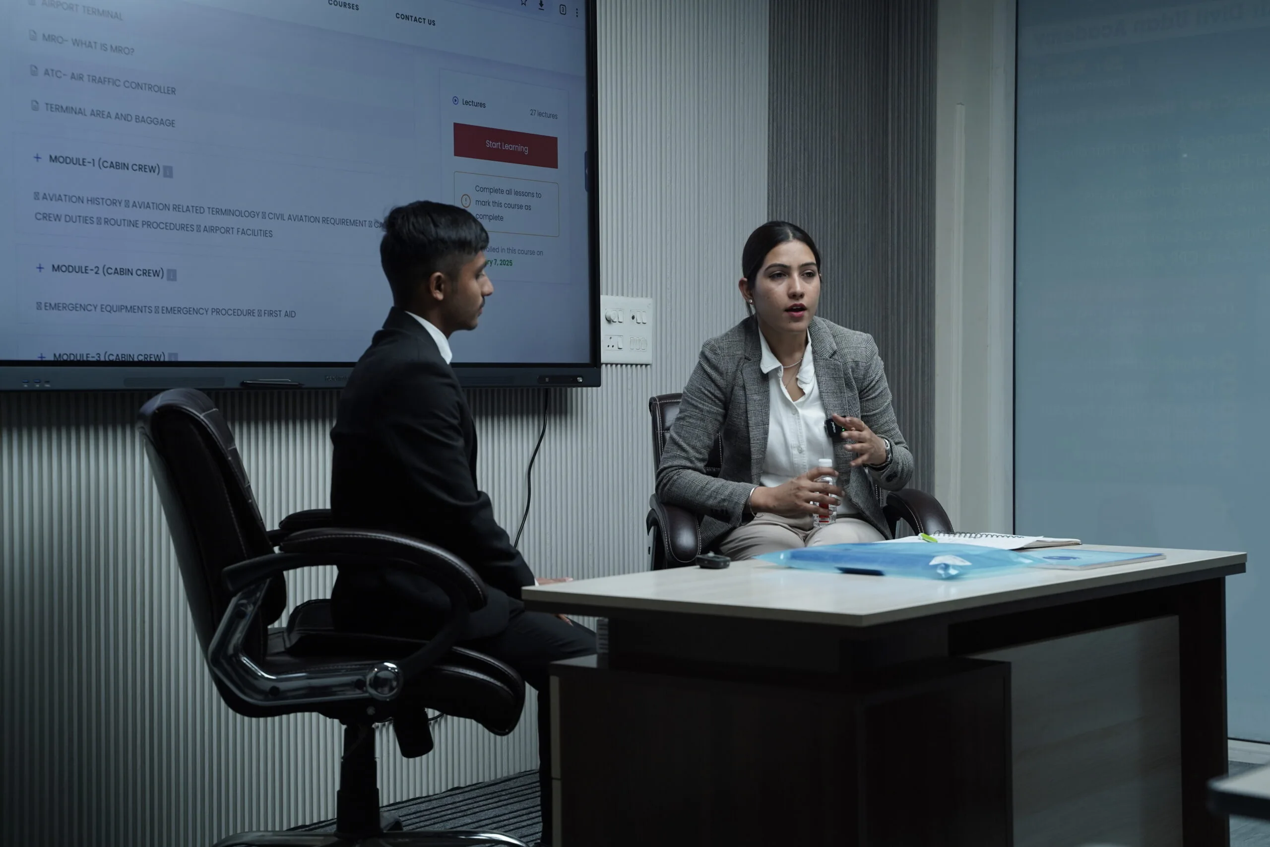 Flight hostesses cabin service training